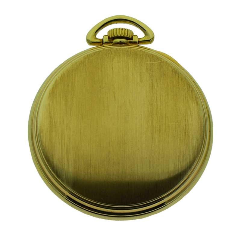 Elgin Gelbgold gefüllte Art-Déco-Taschenuhr mit offenem Zifferblatt, neu, auf Lager im Zustand „Hervorragend“ in Long Beach, CA
