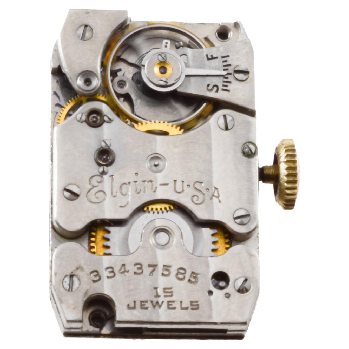Elgin Yellow Gold Filled Art Deco Tank Style Watch, 1930's with Original Dial For Sale 9