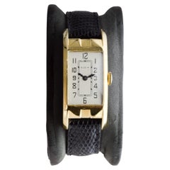 Elgin Gelbgold gefüllte Uhr im Art-Déco-Tankstil, 1930er Jahre mit Original Zifferblatt