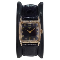 Elgin Yellow Gold Filled Art Deco Tonneau Shaped Watch American Made from 1940's