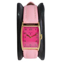 Elgin Montre Art Déco en forme de tonneau remplie d'or jaune avec cadran de finition personnalisée