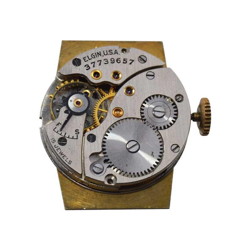 Elgin Gelbgold gefüllte Art-Déco-Uhr in Fackelform aus dem Jahr 1938 5