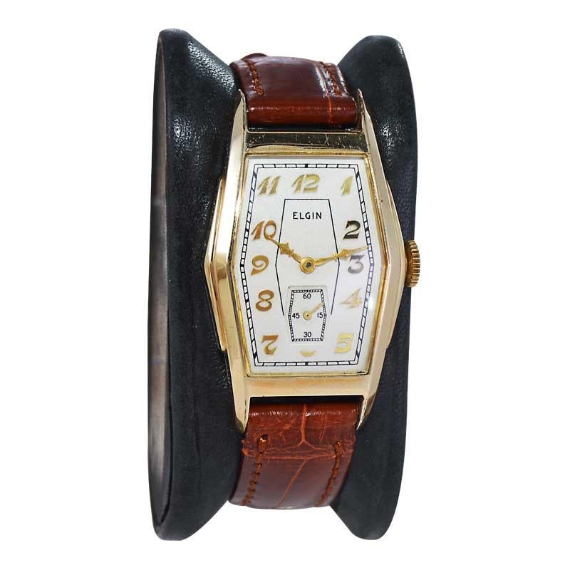 Elgin Gelbgold gefüllte Art-Déco-Uhr in Fackelform aus dem Jahr 1938 (Art déco)