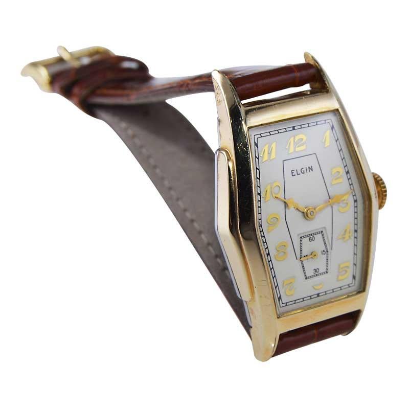 Elgin Gelbgold gefüllte Art-Déco-Uhr in Fackelform aus dem Jahr 1938 für Damen oder Herren
