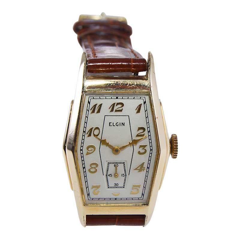 Elgin Gelbgold gefüllte Art-Déco-Uhr in Fackelform aus dem Jahr 1938 1