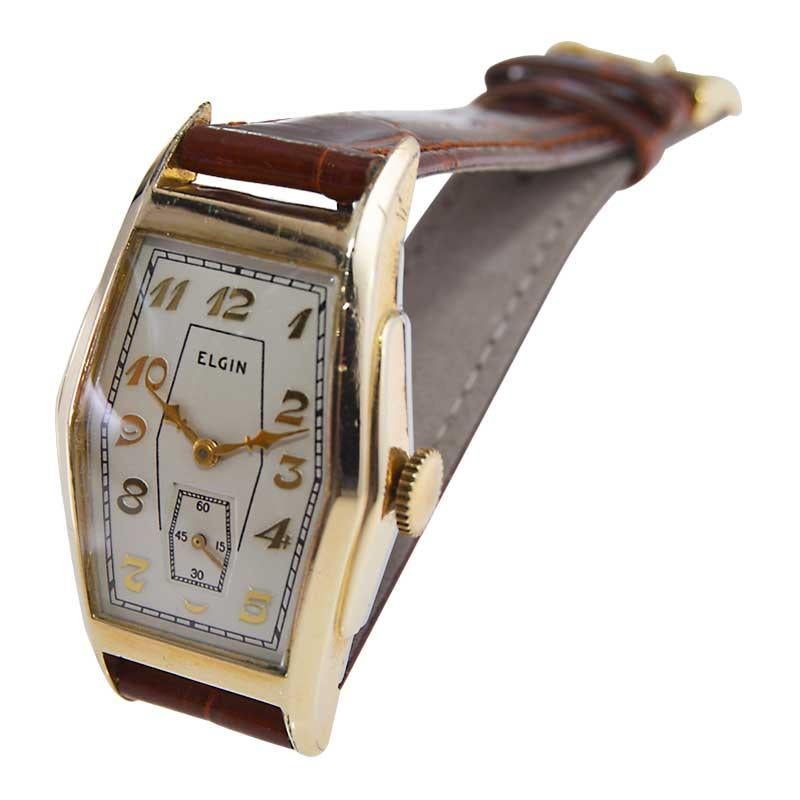 Elgin Gelbgold gefüllte Art-Déco-Uhr in Fackelform aus dem Jahr 1938 2