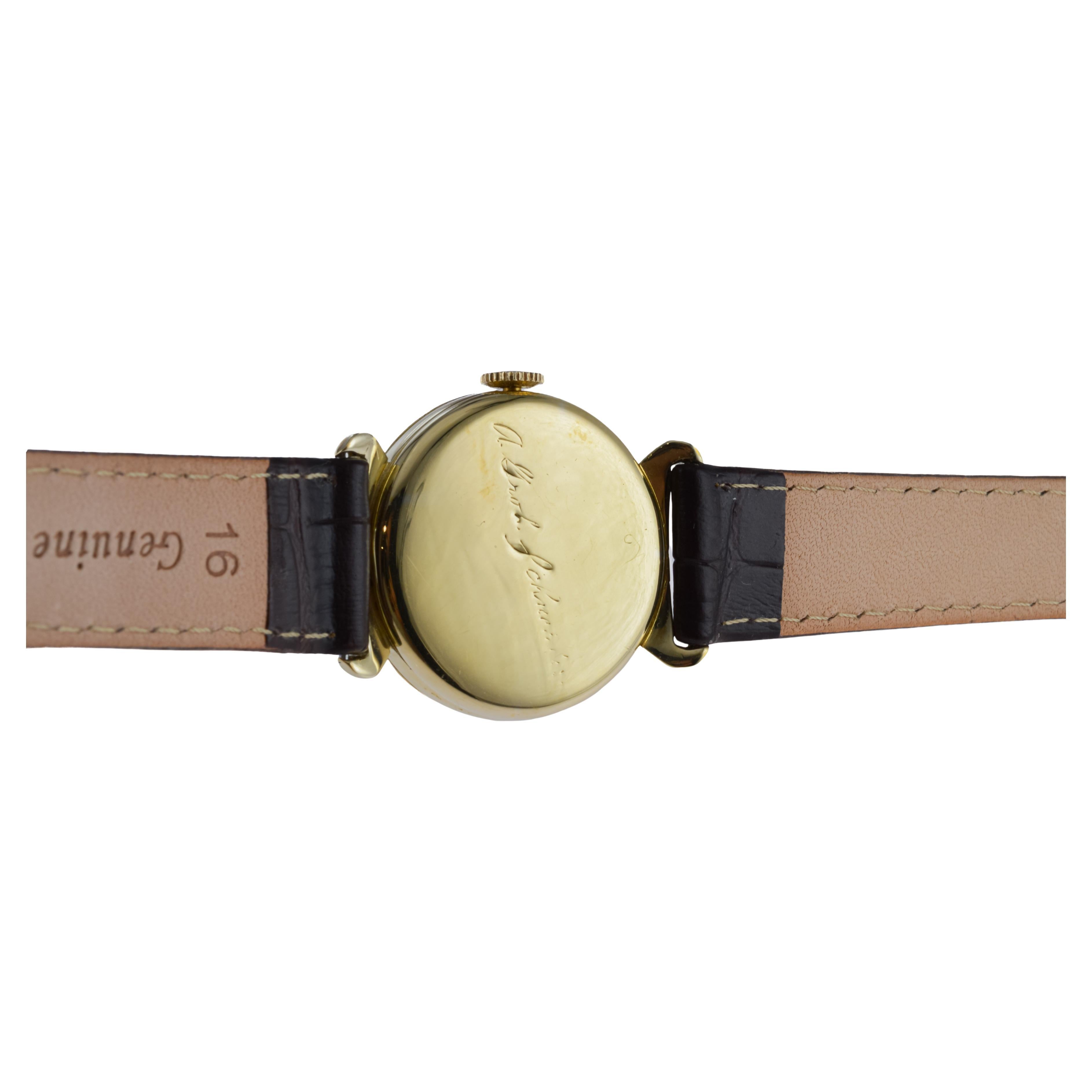 Elgin Yellow Gold Filled Art Deco Watch, ca 1940's with Flawless Original Dial For Sale 7