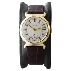 Elgin Gelbgold gefüllte Art-Déco-Uhr, ca. 1940er Jahre, mit makellosem Original-Zifferblatt