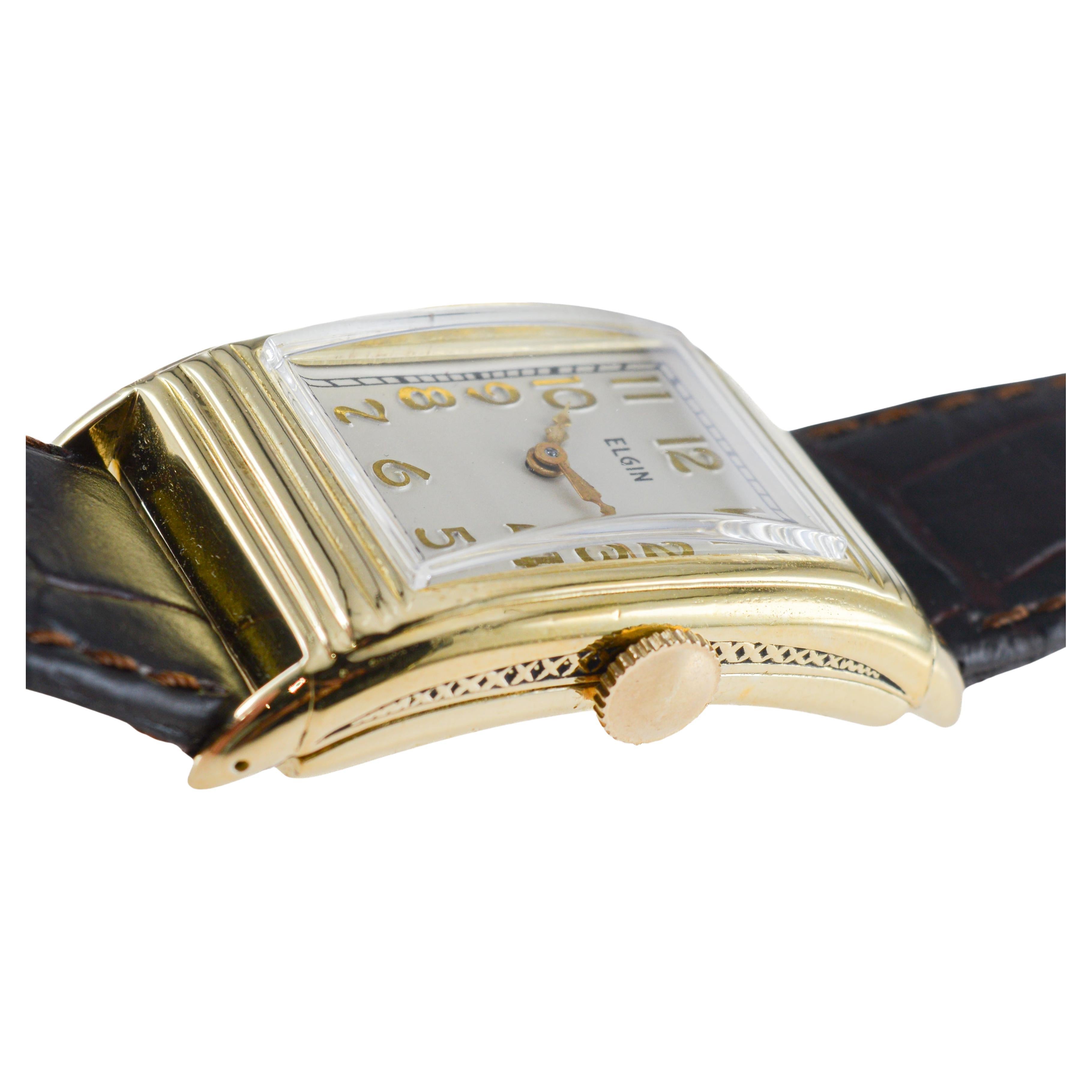 Elgin Yellow Gold Filled Art Deco Watch circa, 1933 Original Flawless Dial im Angebot 6