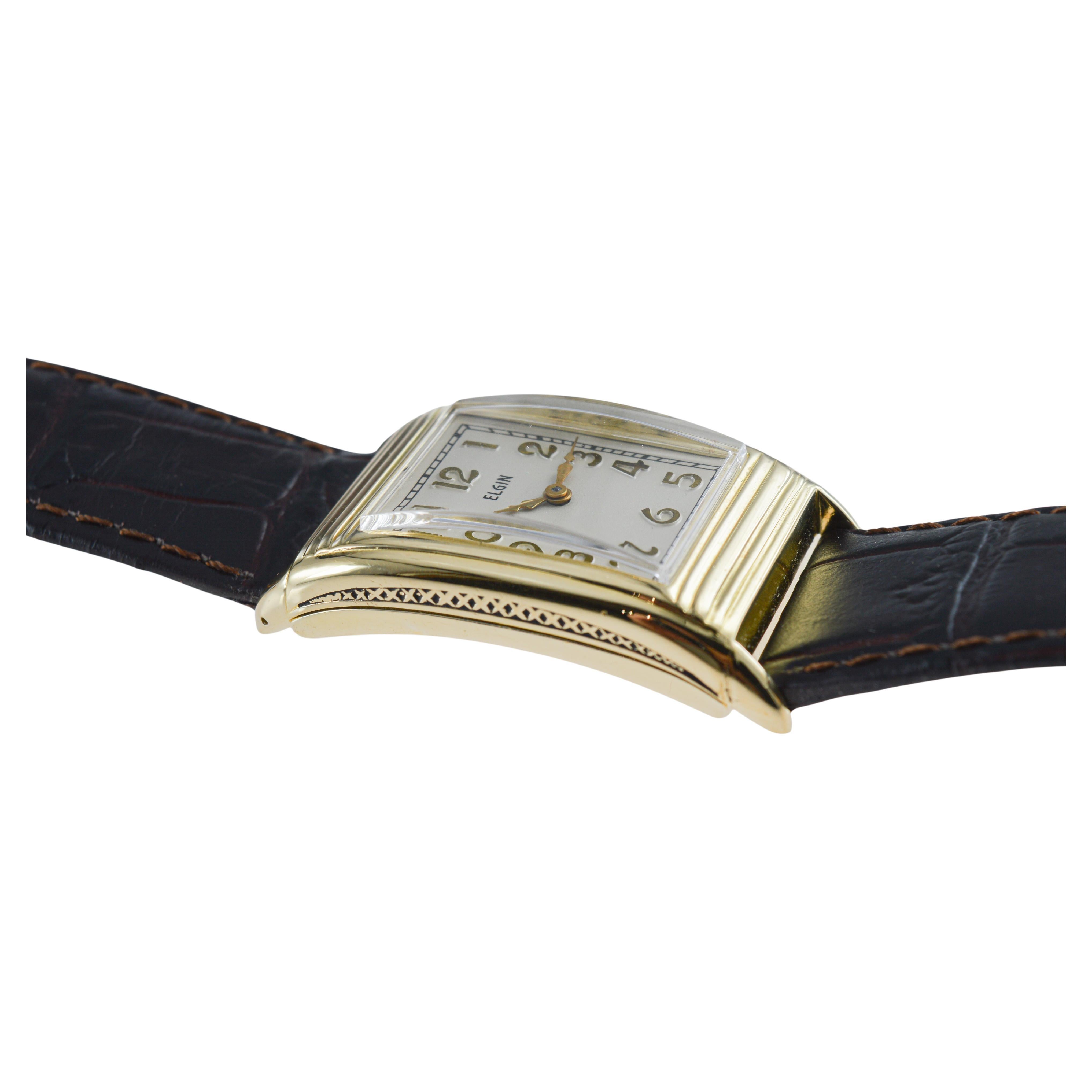 Elgin Yellow Gold Filled Art Deco Watch circa, 1933 Original Flawless Dial im Angebot 8