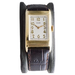 Elgin Yellow Gold Filled Art Deco Watch circa, 1933 Original Flawless Dial