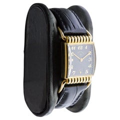 Elgin Yellow Gold Filled Art Deco Watch circa 1940's Articulated Lugs