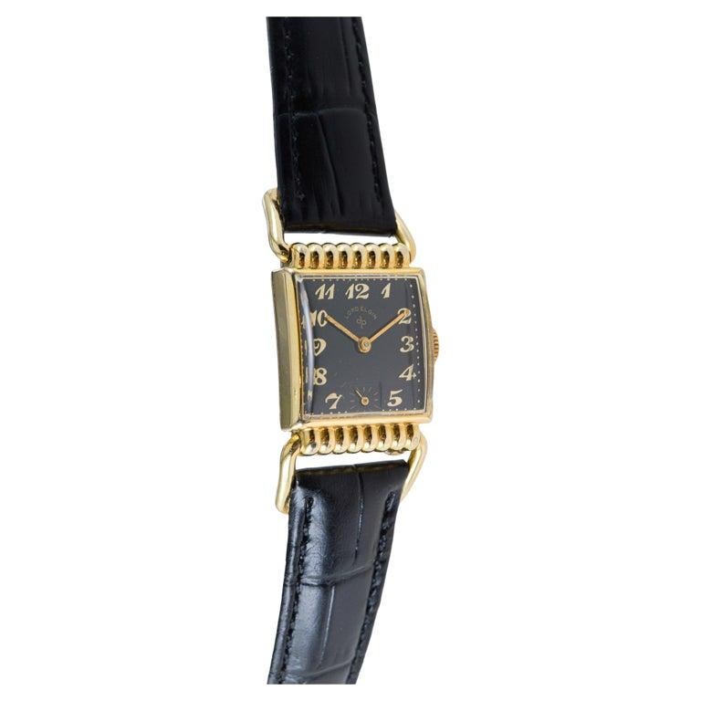 Elgin Yellow Gold Filled Art Deco Watch circa 1940's Articulated Lugs For Sale 4