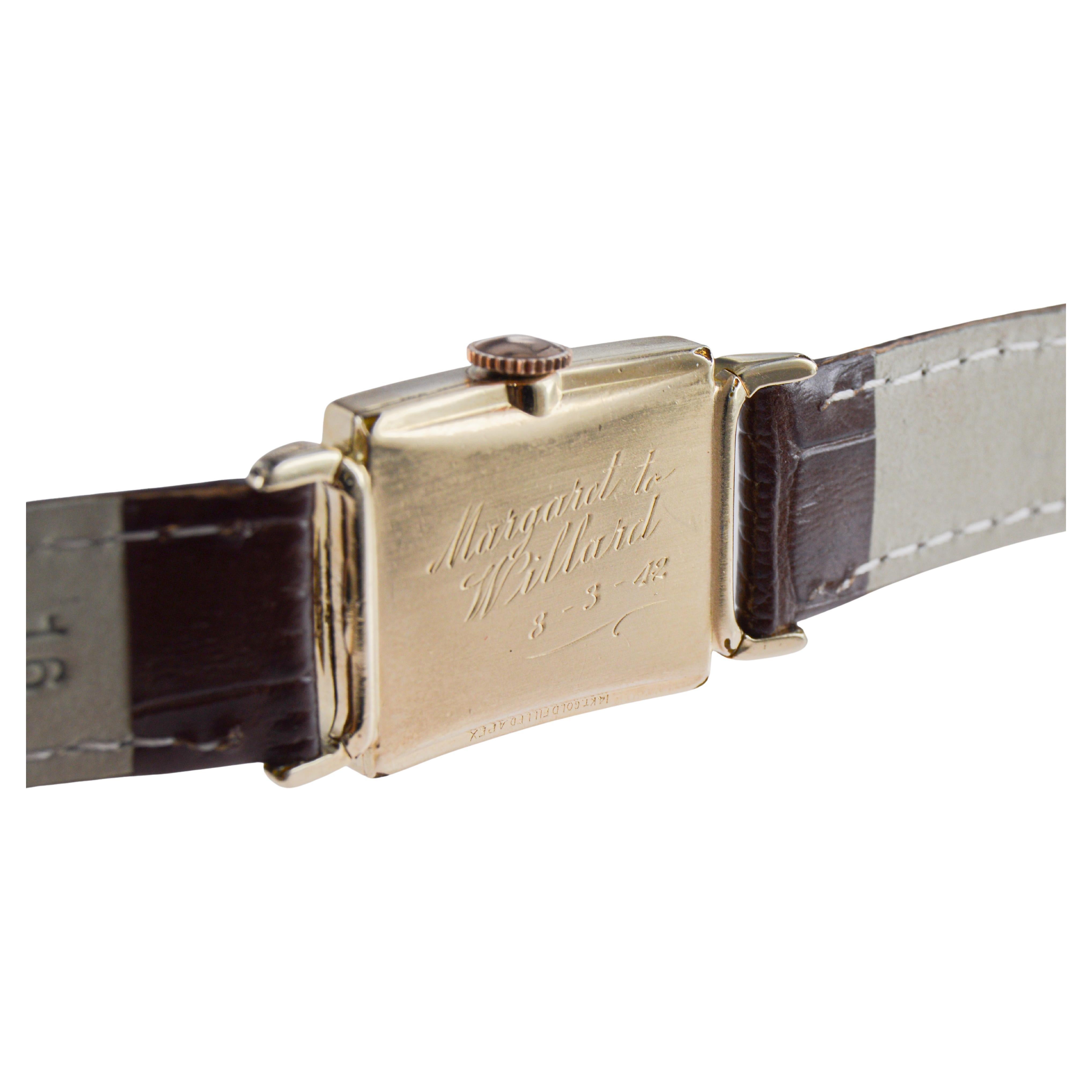 Elgin Yellow Gold Filled Art Deco Watch circa 1940s Flawless Original Dial For Sale 10