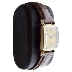 Elgin Yellow Gold Filled Art Deco Watch circa 1940s Flawless Original Dial