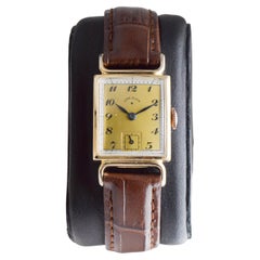 Elgin Yellow Gold Filled Art Deco Watch circa 1940s Flawless Original Dial
