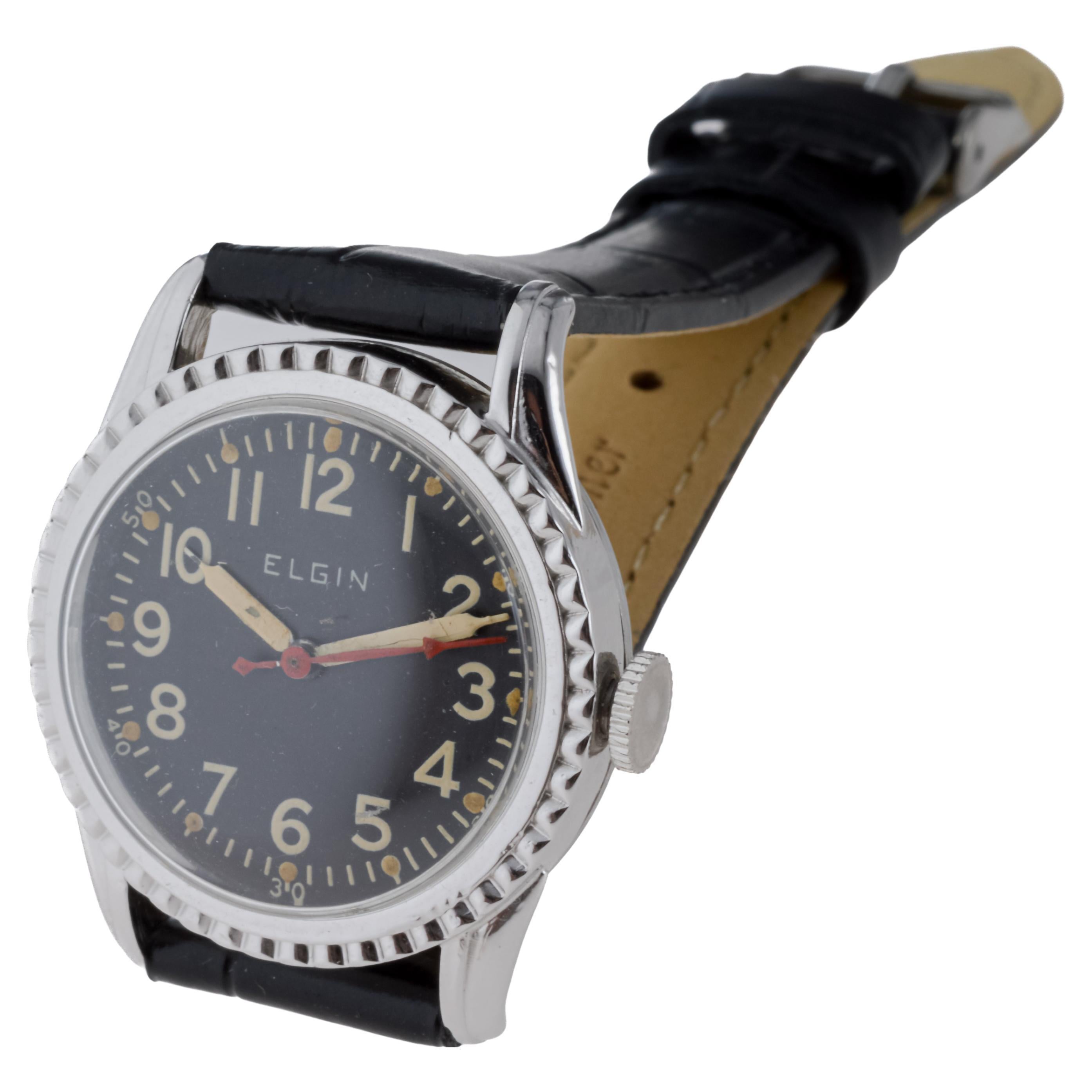 Elgin Yellow Gold Filled Art Deco Watch, circa 1940's Luminous Original Dial For Sale 7