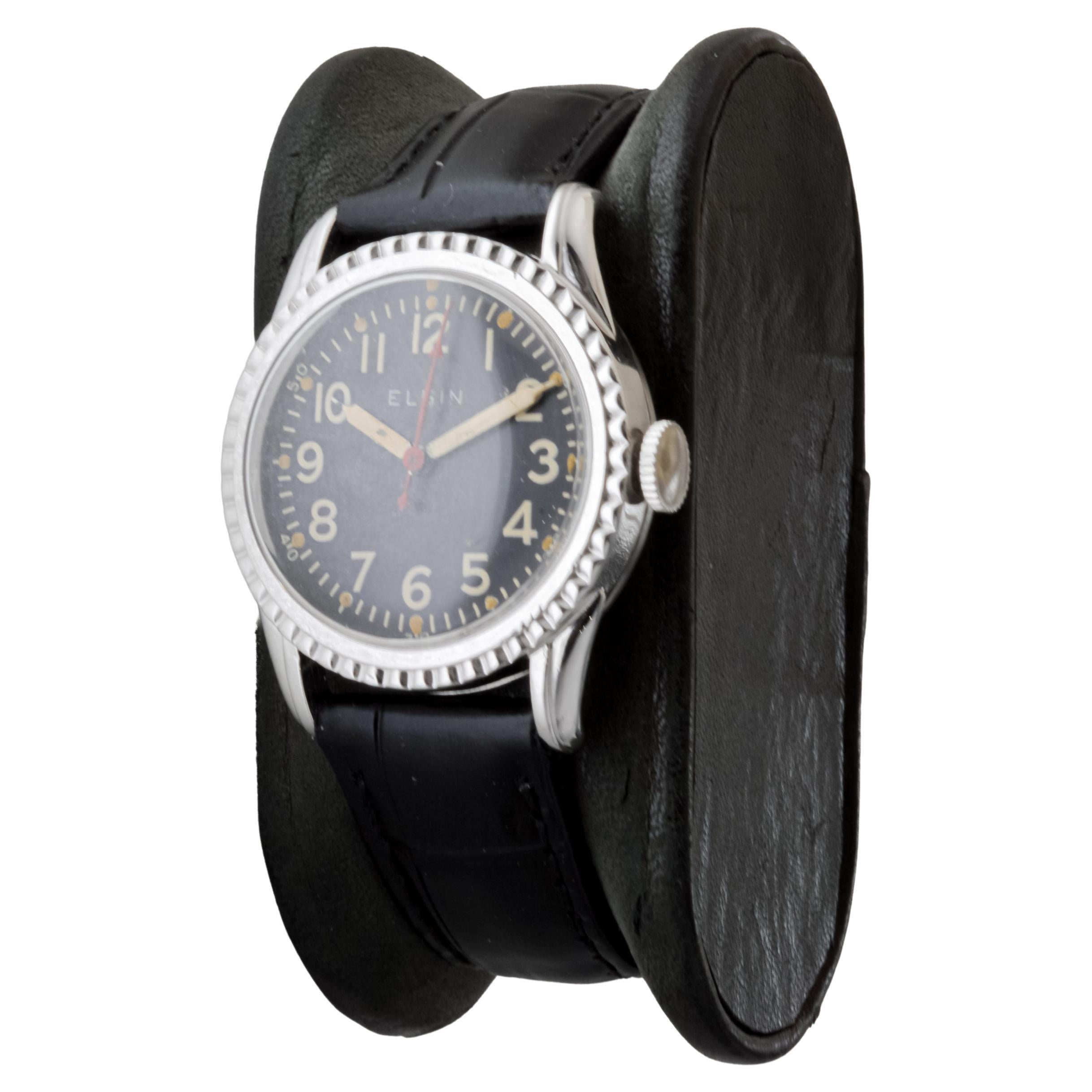 Elgin Yellow Gold Filled Art Deco Watch, circa 1940's Luminous Original Dial For Sale 1