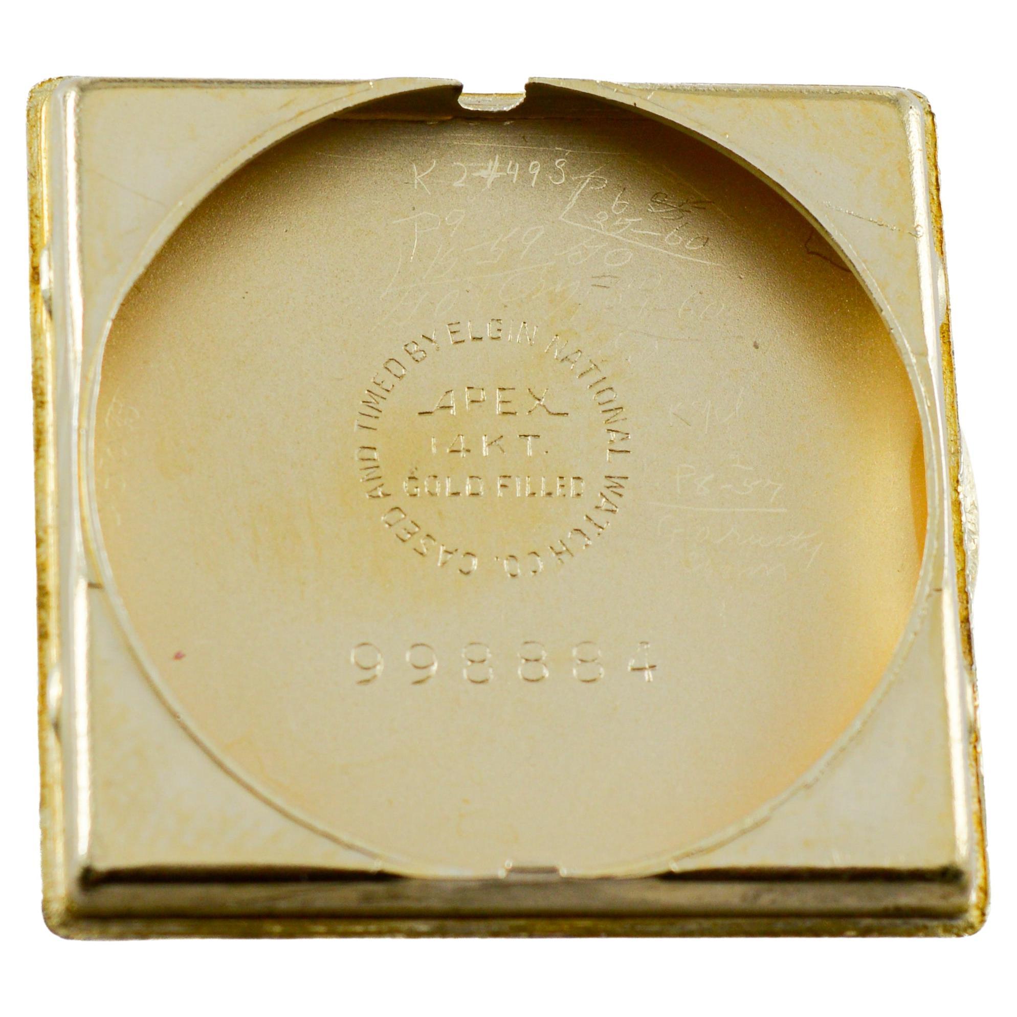 Elgin Yellow Gold Filled Art Deco Watch circa 1940's with Flawless Original Dial For Sale 9