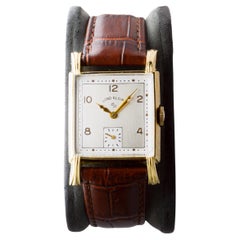 Elgin Yellow Gold Filled Art Deco Watch circa 1940's with Flawless Original Dial