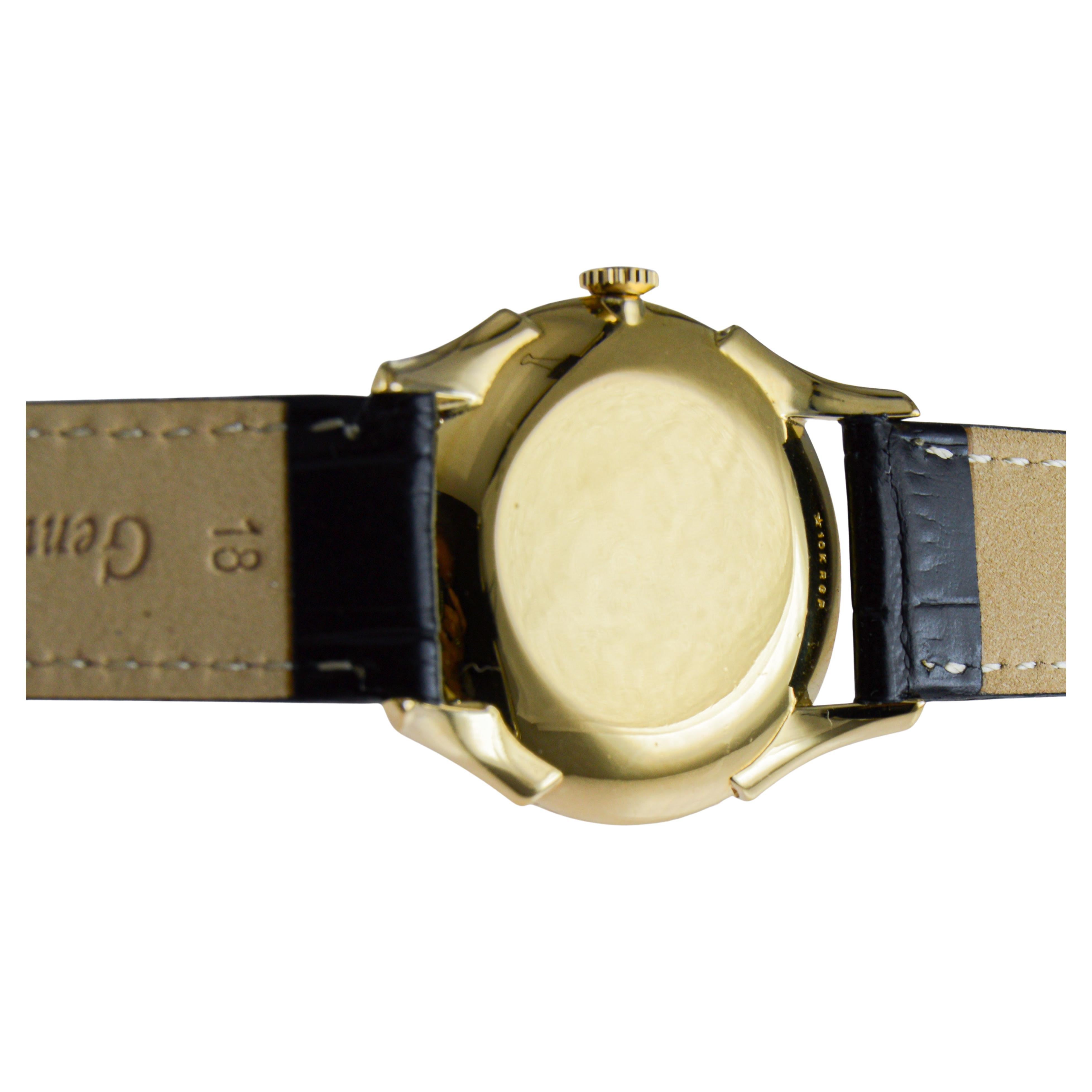 Elgin Montre Art Déco en or jaune circa 1950 en vente 10
