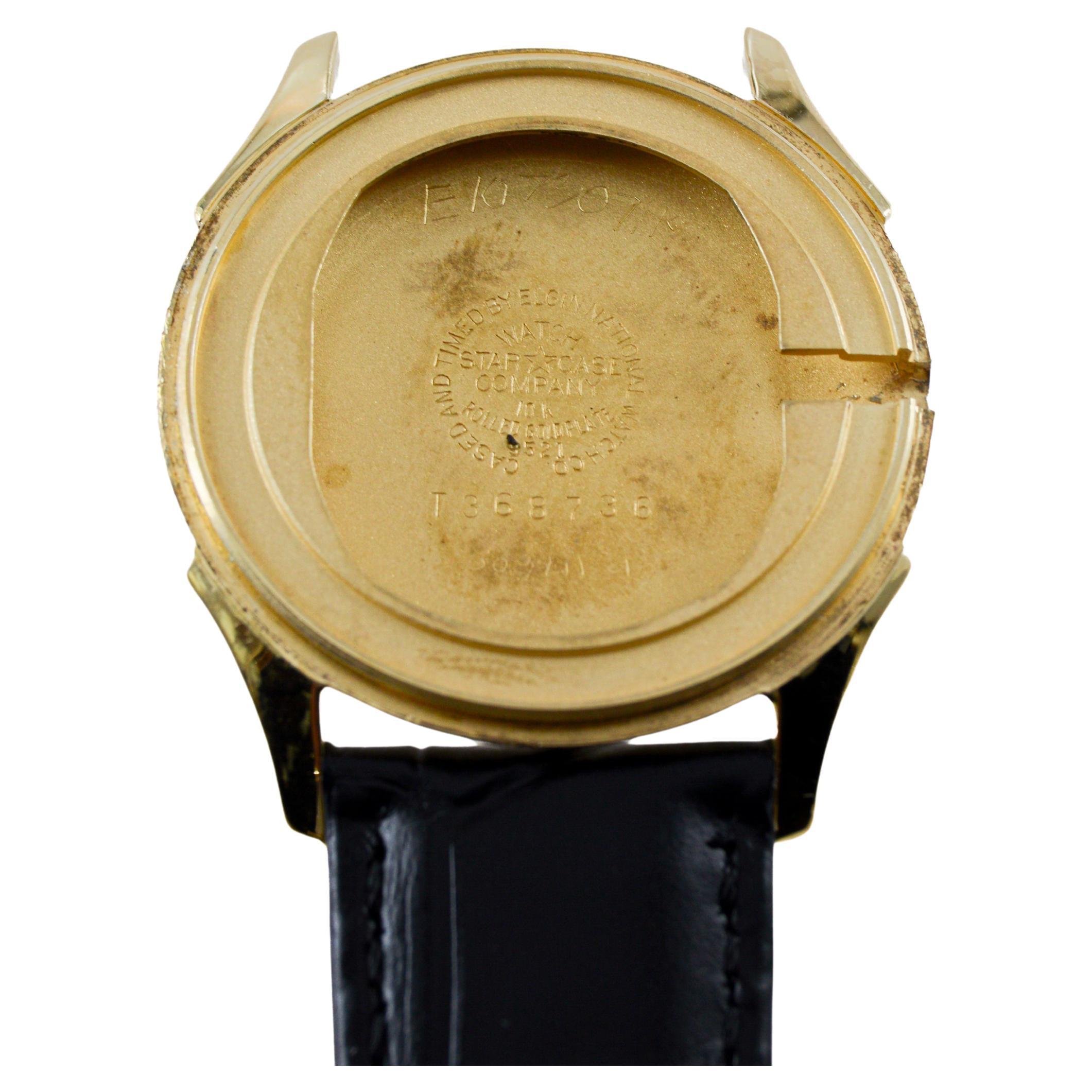 Elgin Montre Art Déco en or jaune circa 1950 en vente 11