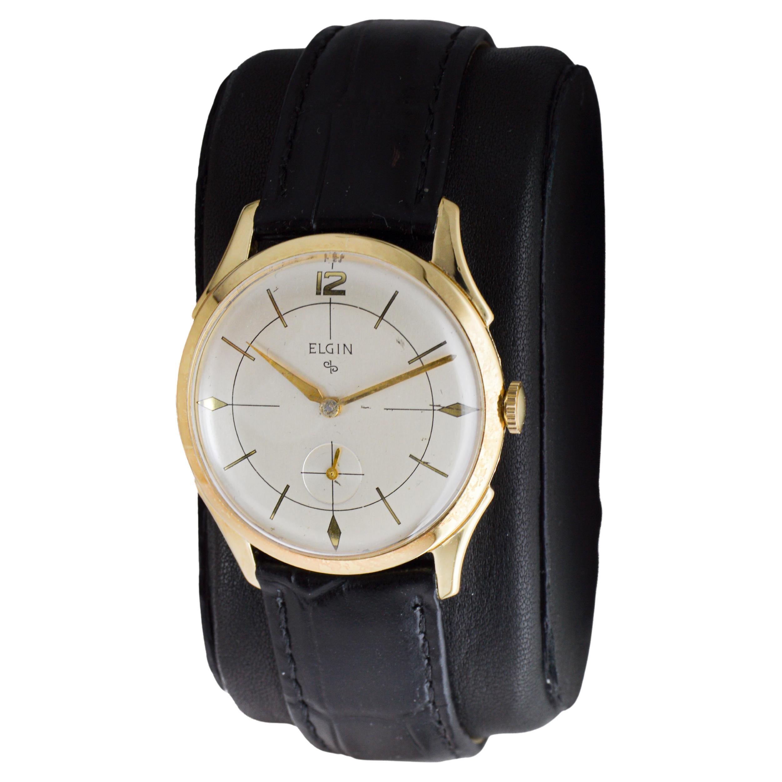 Elgin Montre Art Déco en or jaune circa 1950 en vente 1