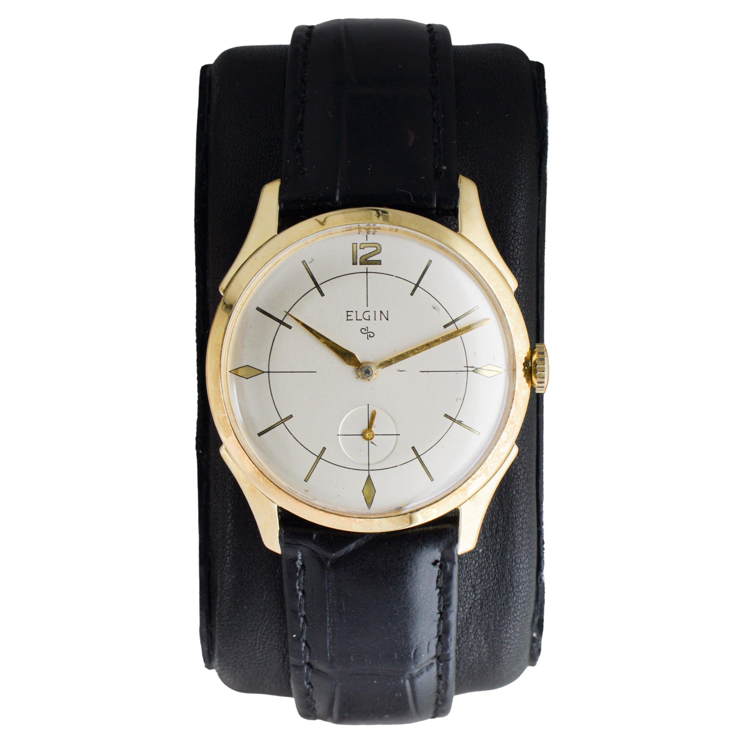 Elgin Yellow Gold Filled Art Deco Watch circa 1950's