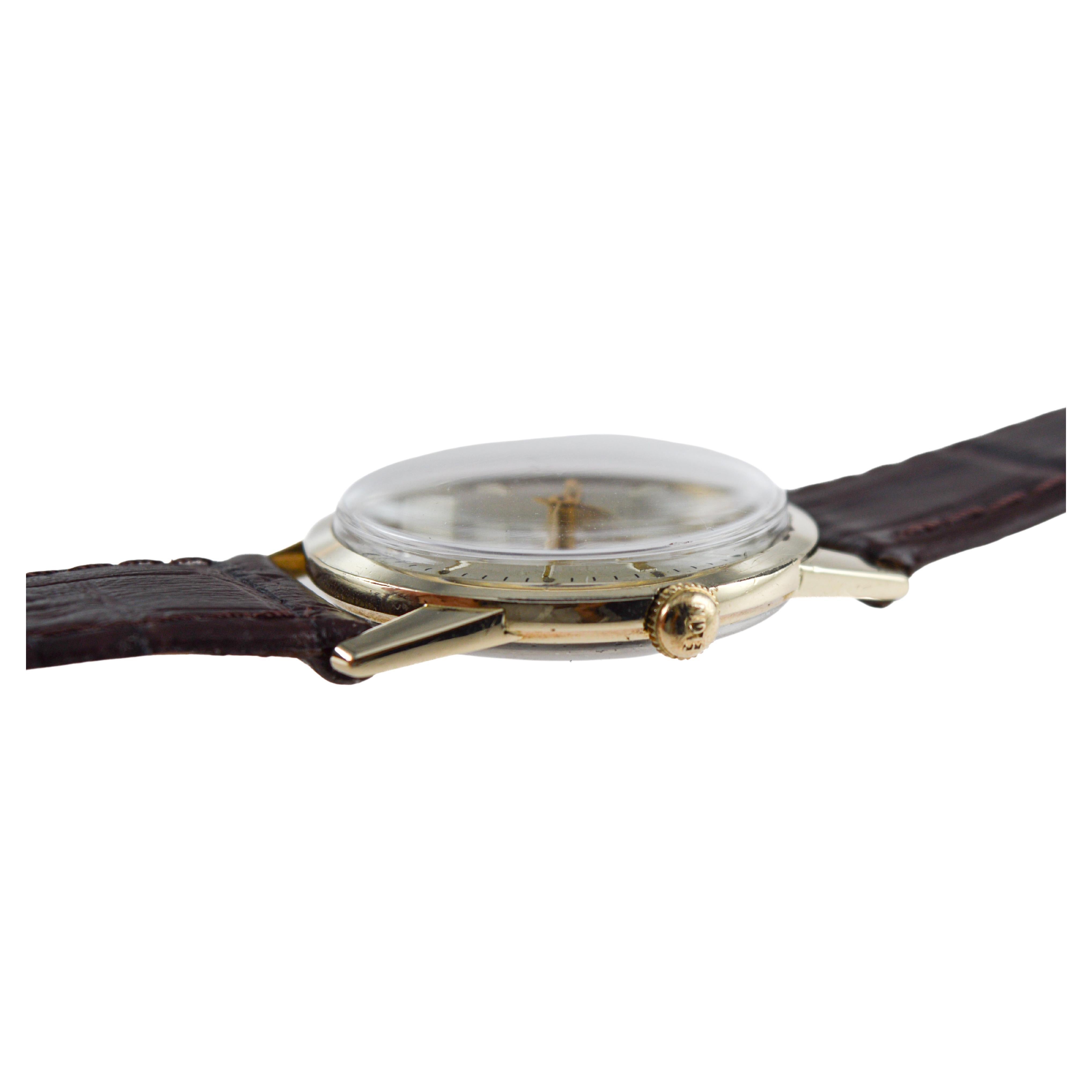 Elgin Yellow Gold Filled Art Deco Watch circa 1960's with Original Dial For Sale 3