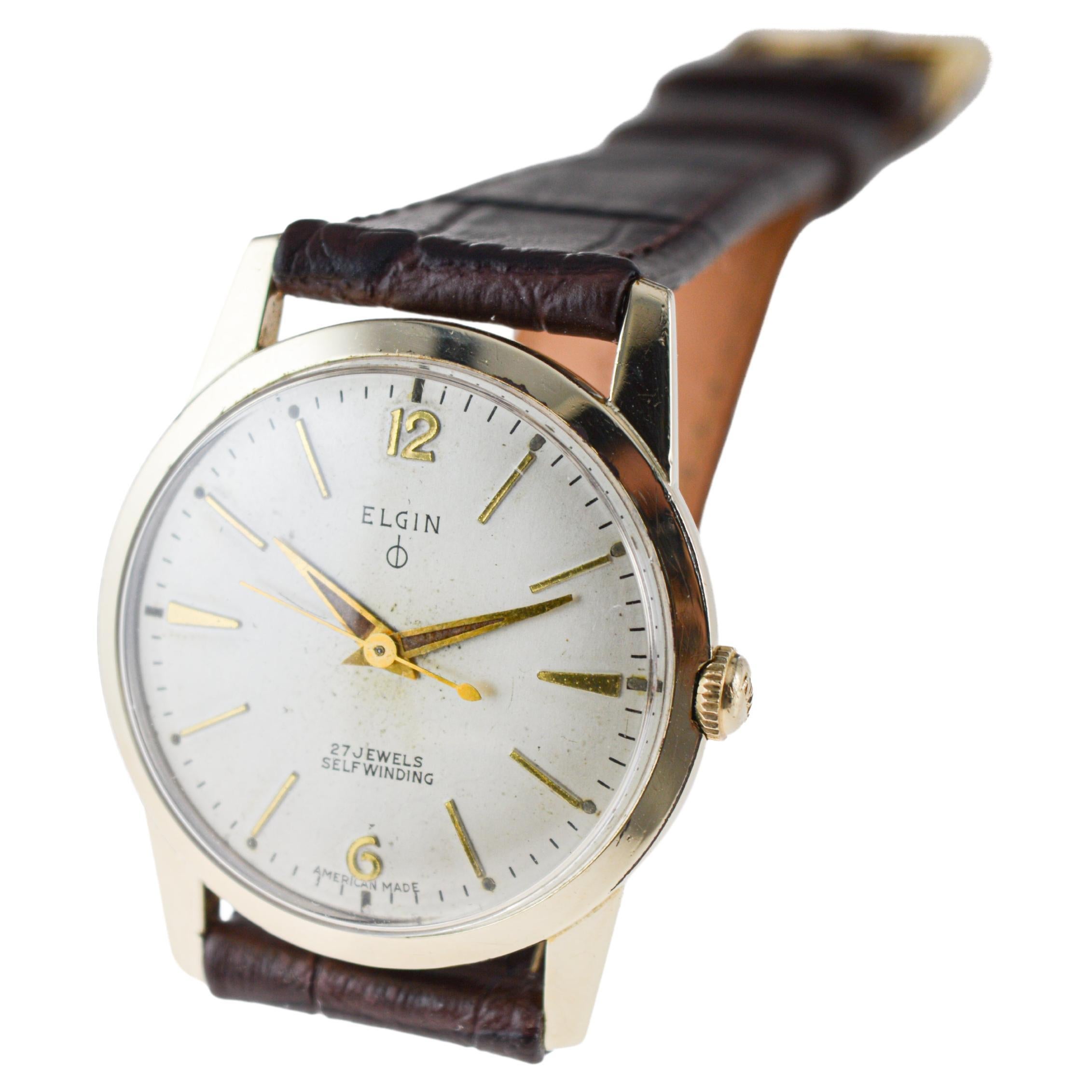 Elgin Yellow Gold Filled Art Deco Watch circa 1960 s with Original Dial For Sale at 1stDibs gold elgin watch elgin 27 jewels self winding