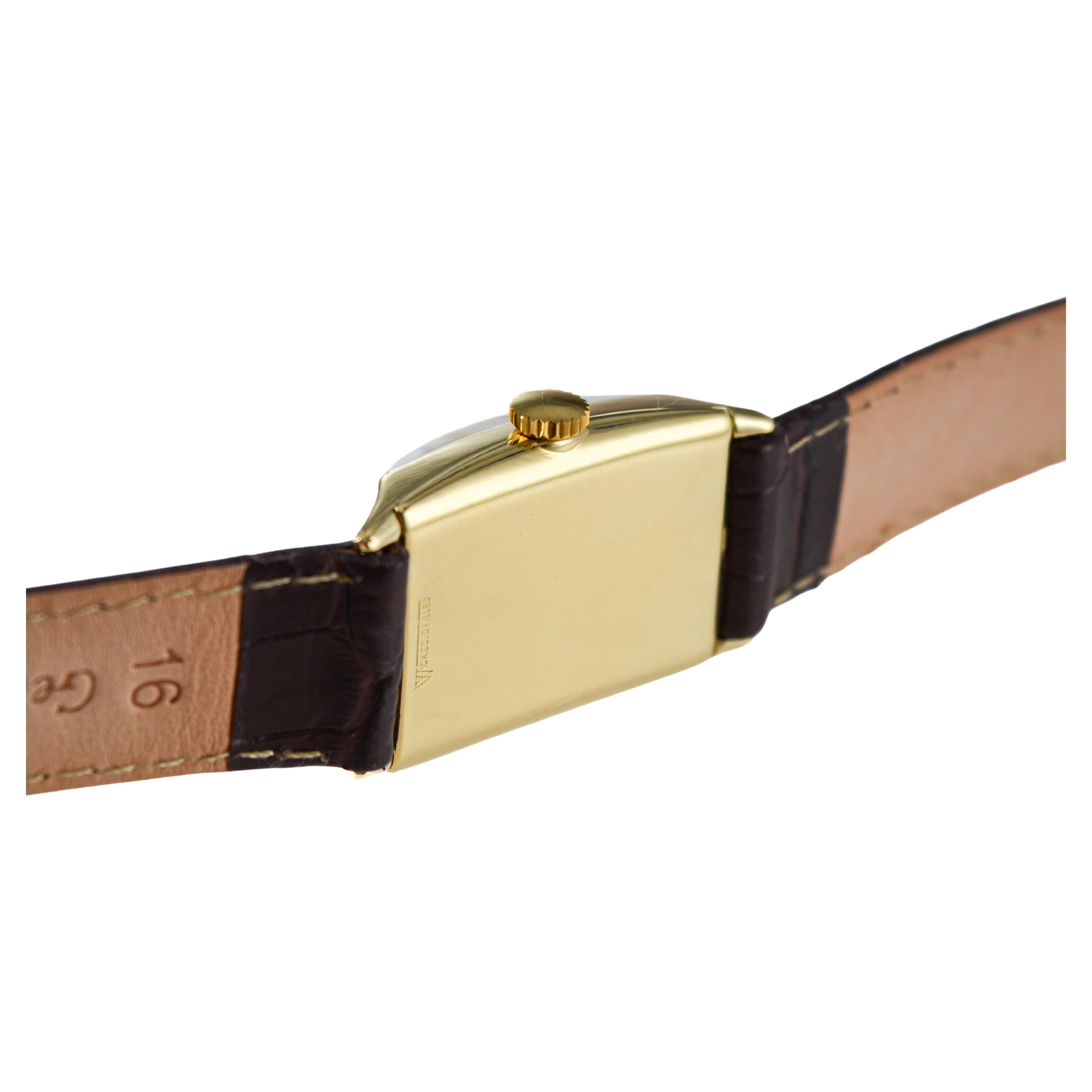 Elgin Yellow Gold Filled Art Deco Watch, Tonneau Shaped Watch circa 1940's 6