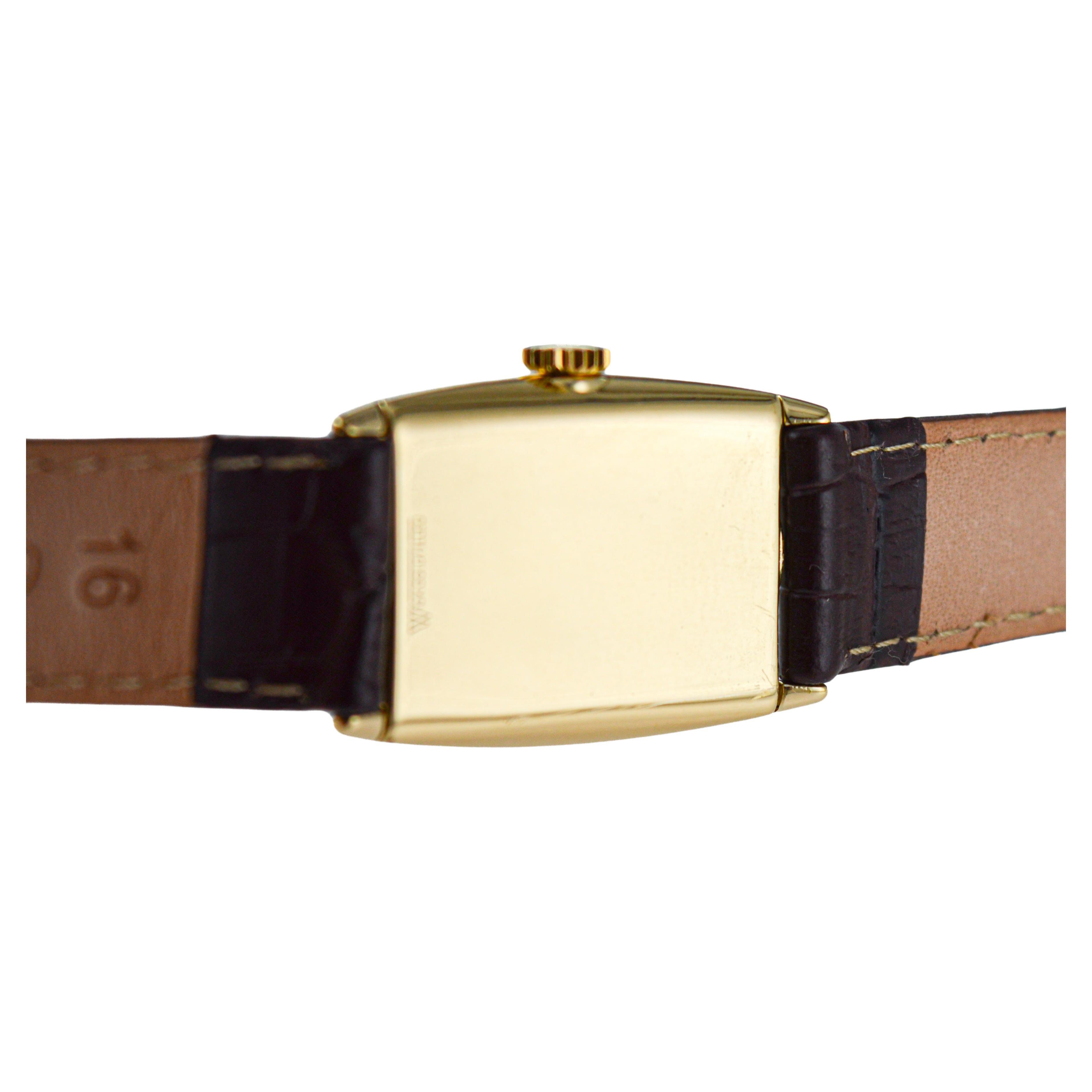 Elgin Yellow Gold Filled Art Deco Watch, Tonneau Shaped Watch circa 1940's 7