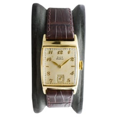 Elgin Yellow Gold Filled Art Deco Watch, Tonneau Shaped Watch circa 1940's