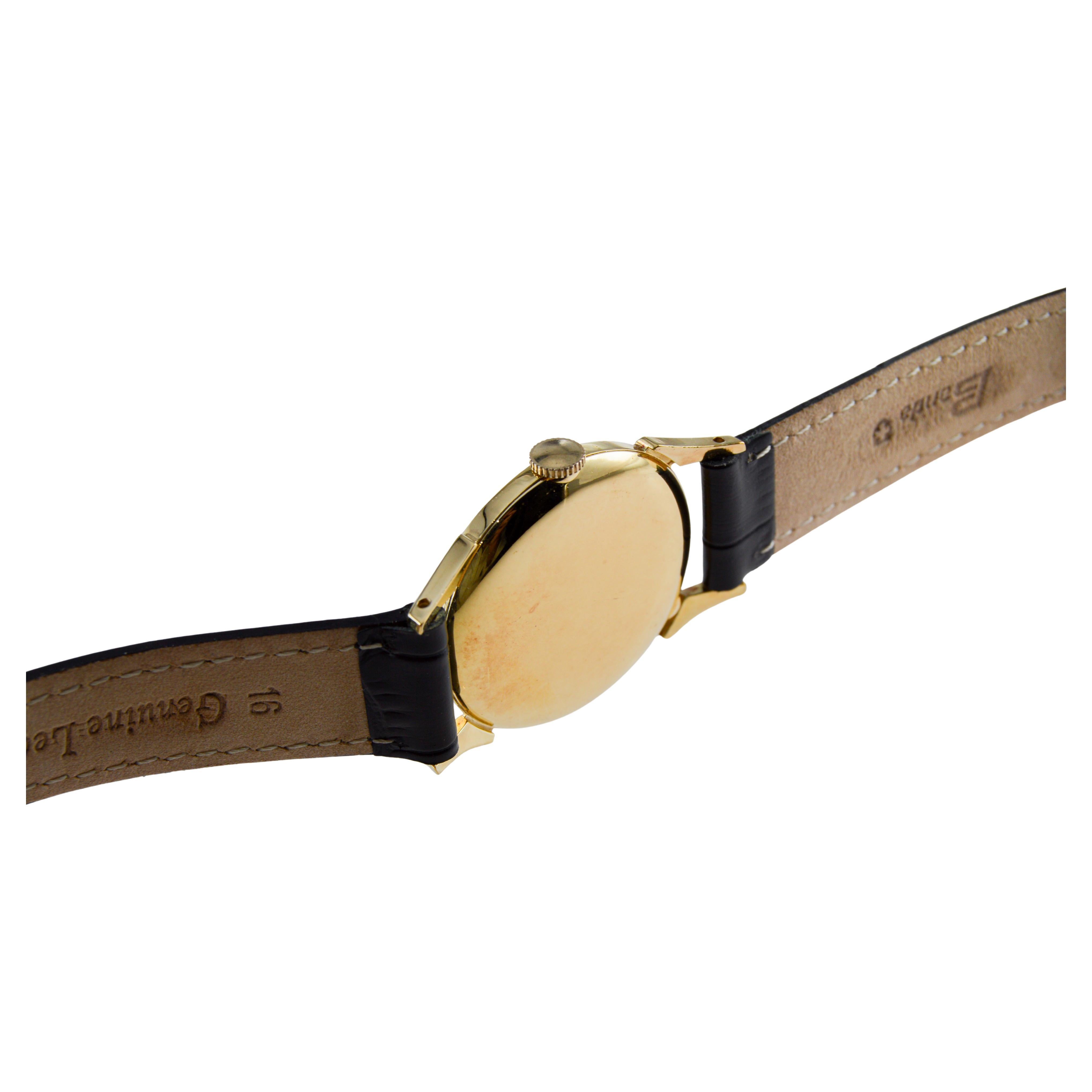 Reloj Art Déco Elgin relleno de oro amarillo con esfera gofre original impecable 1940 en venta 7