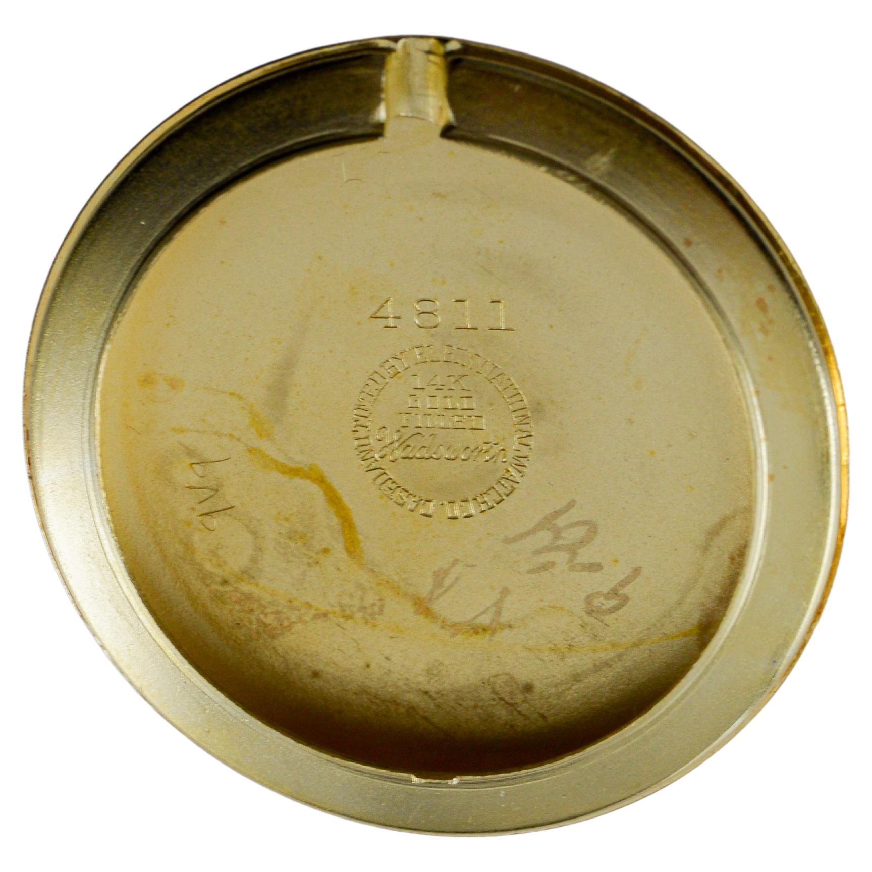 Reloj Art Déco Elgin relleno de oro amarillo con esfera gofre original impecable 1940 en venta 8