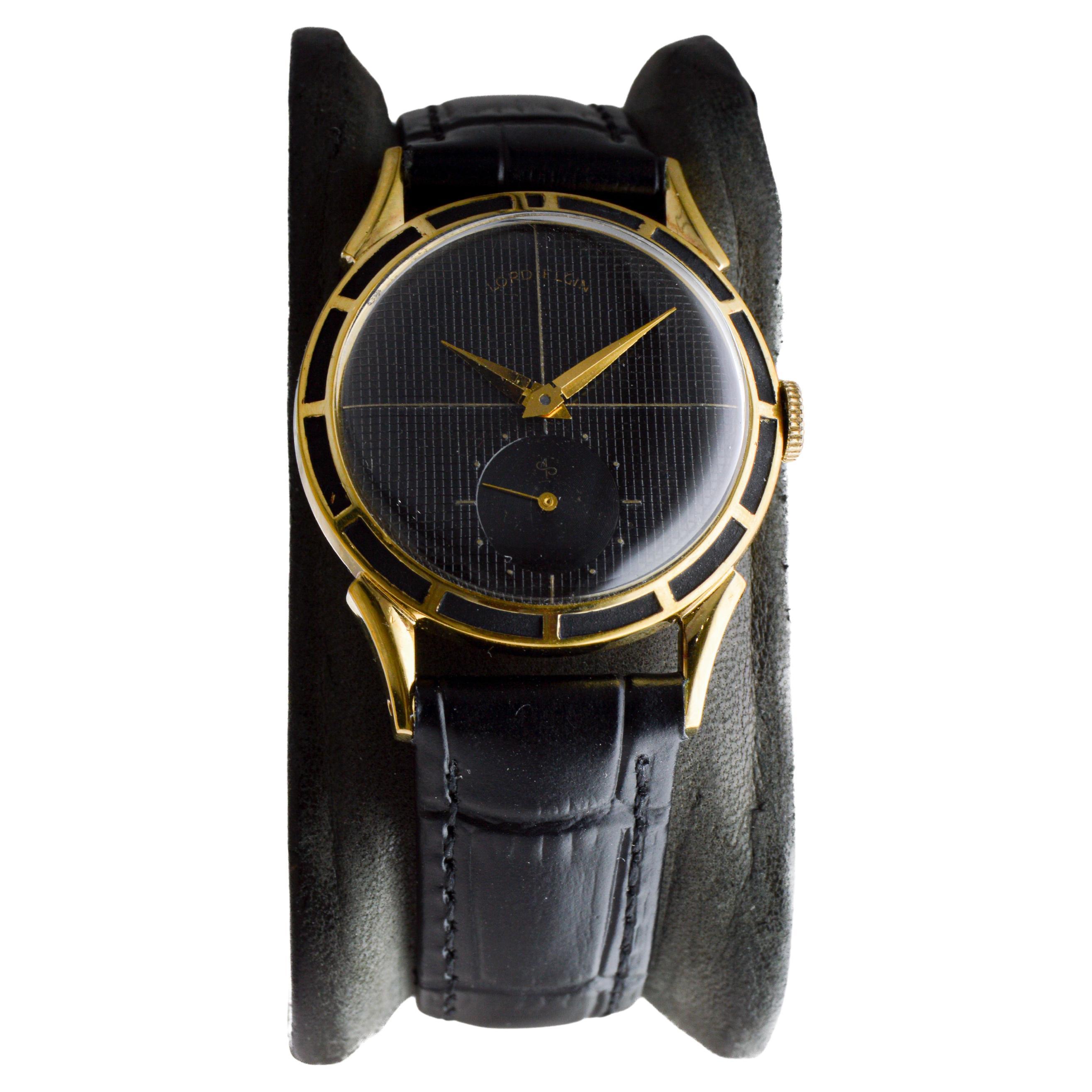 Femenino o masculino Reloj Art Déco Elgin relleno de oro amarillo con esfera gofre original impecable 1940 en venta