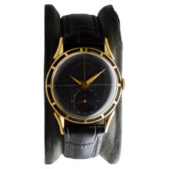 Elgin Yellow Gold Filled Art Deco Watch with Flawless Original Waffle Dial 1940