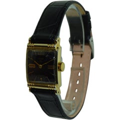Elgin Yellow Gold Filled Art Deco Gabled Crystal Manual Wind Watch, 1940s