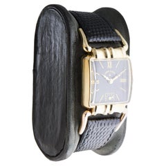 Elgin Yellow Gold Filled Art Deco Watch with Rare Black Dial  Articulated Lugs