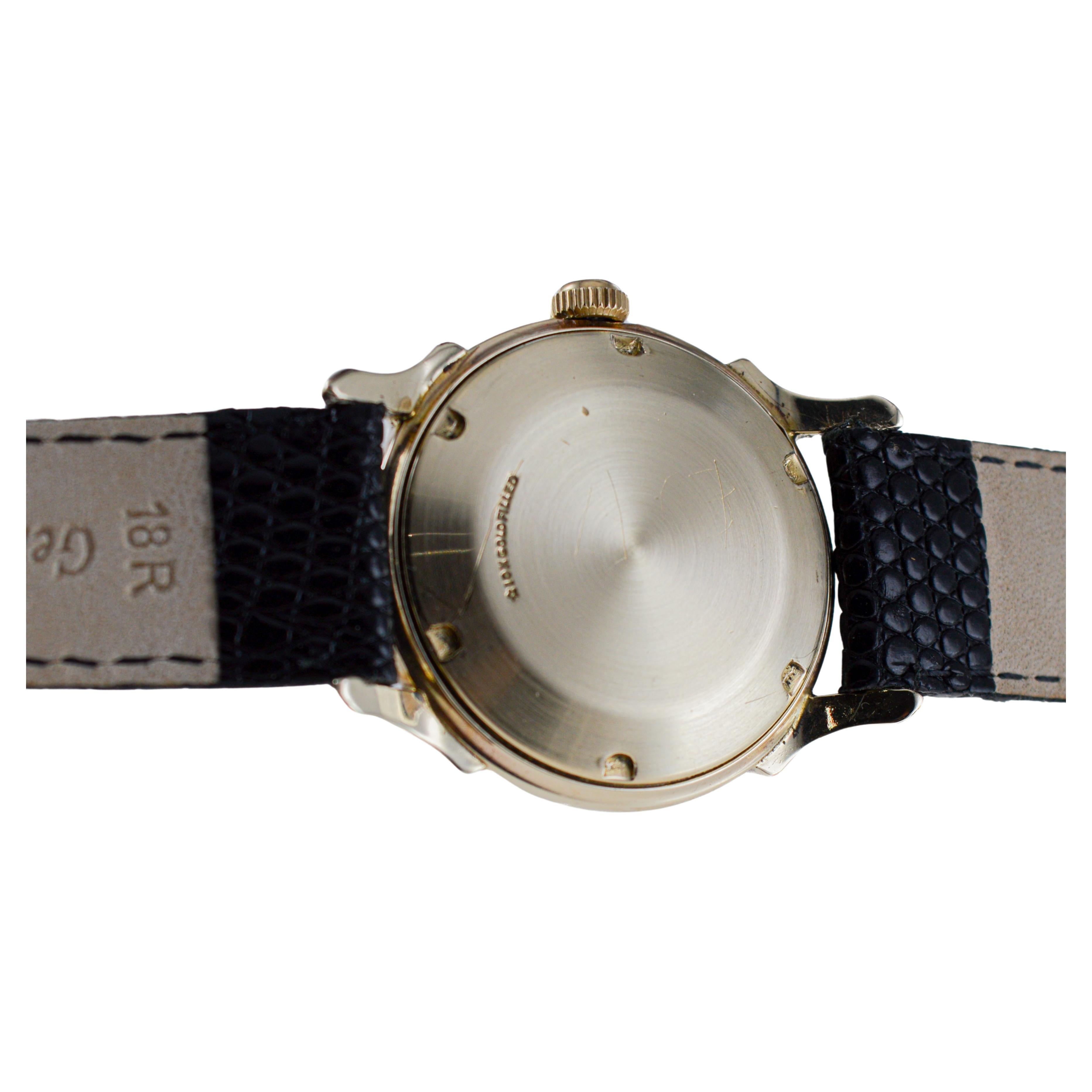 Elgin Yellow Gold Filled Automatic Art Deco Watch, circa 1960's with Rare Dial For Sale 7
