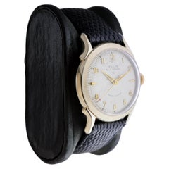 Elgin Yellow Gold Filled Automatic Art Deco Watch, circa 1960's with Rare Dial