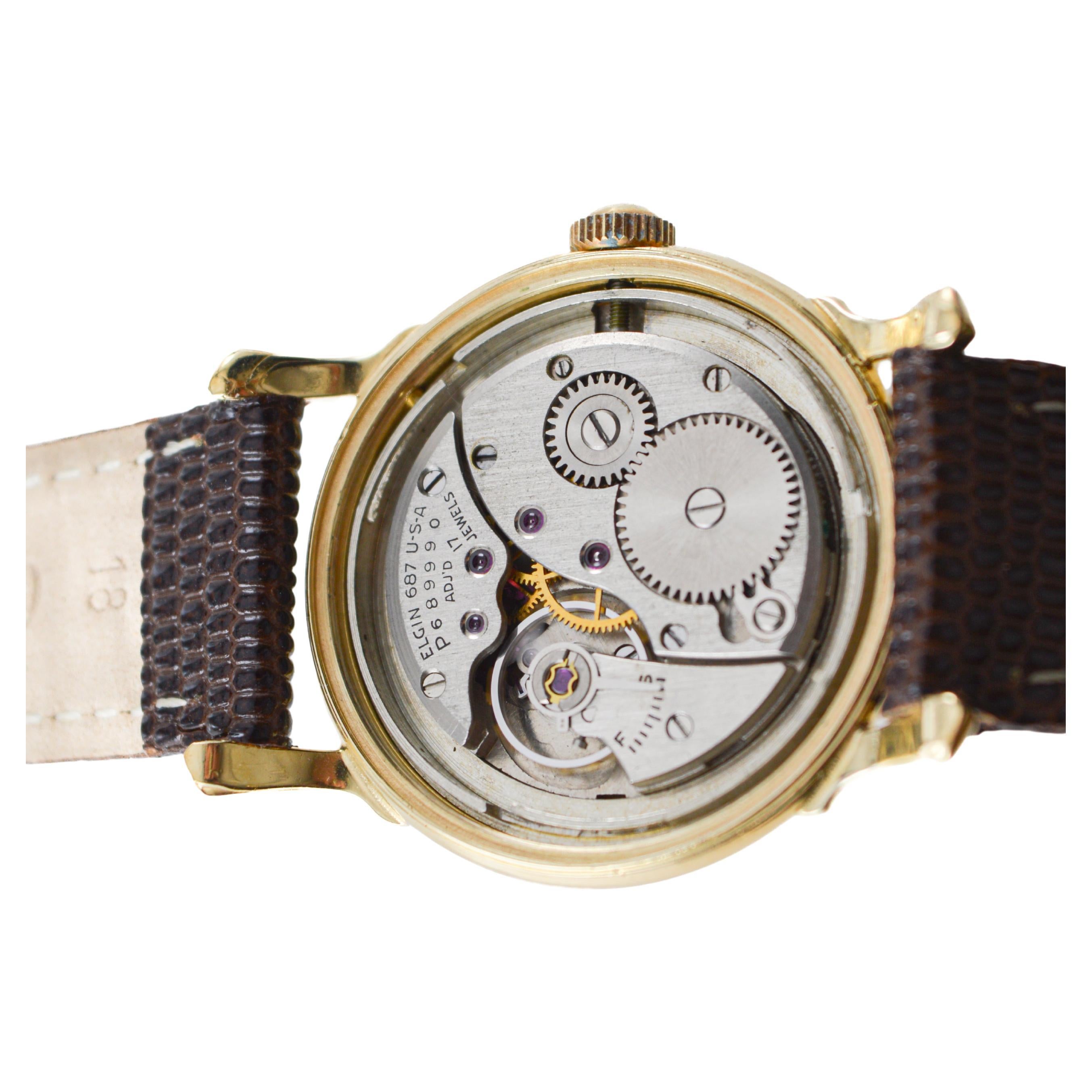 Elgin Yellow Gold Filled Shockmaster Art Deco Watch, circa 1950's 7