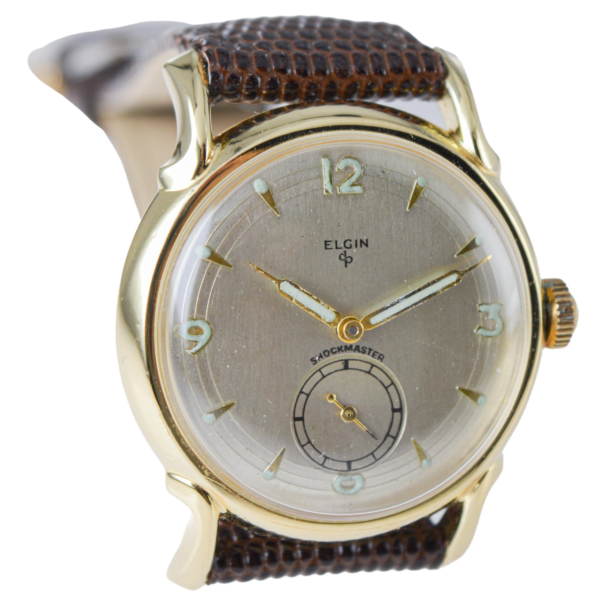 Elgin Yellow Gold Filled Shockmaster Art Deco Watch, circa 1950's 2