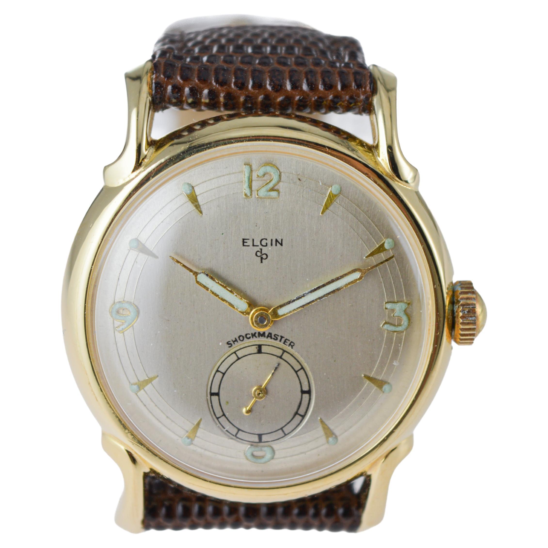 Elgin Yellow Gold Filled Shockmaster Art Deco Watch, circa 1950's 3