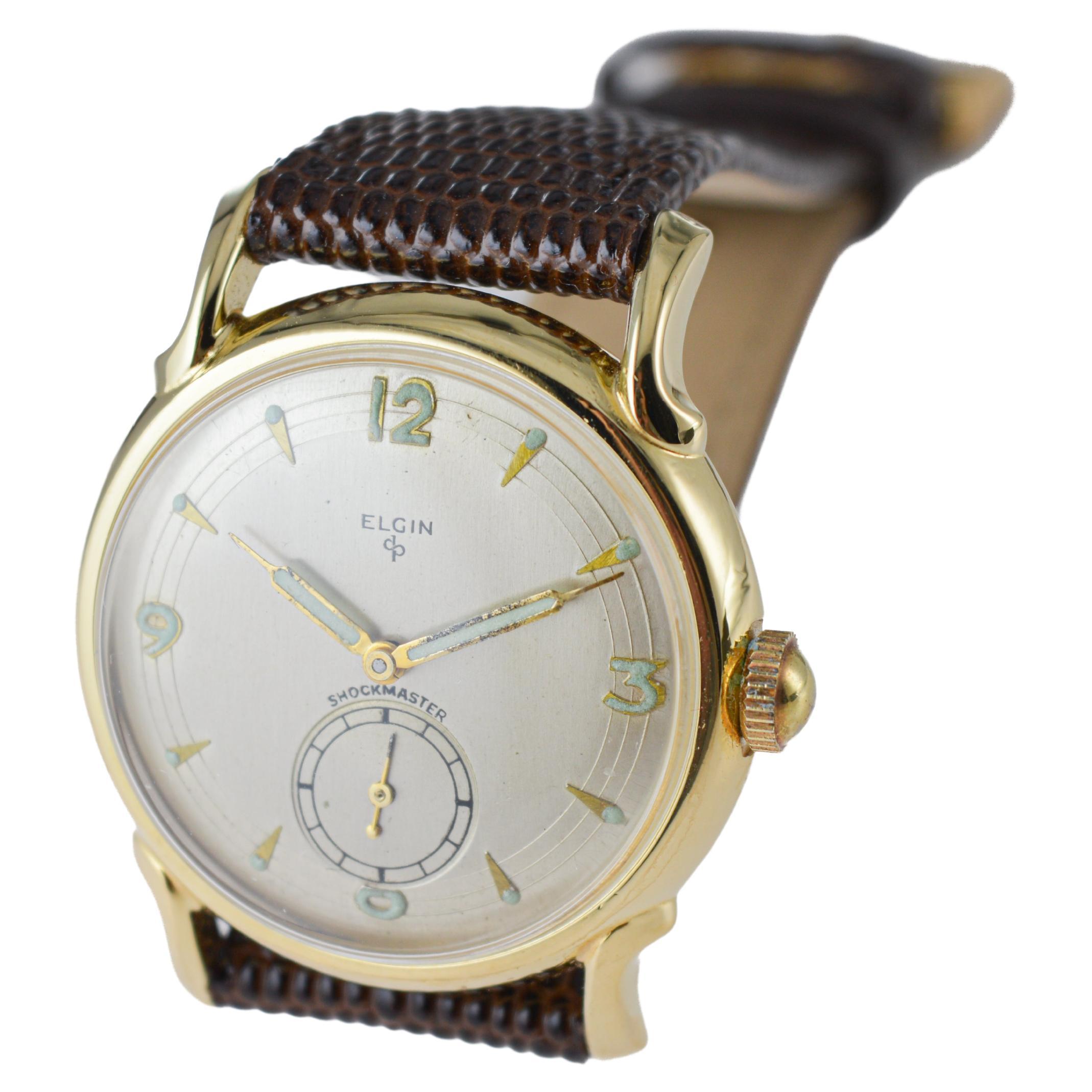 Elgin Yellow Gold Filled Shockmaster Art Deco Watch, circa 1950's 4