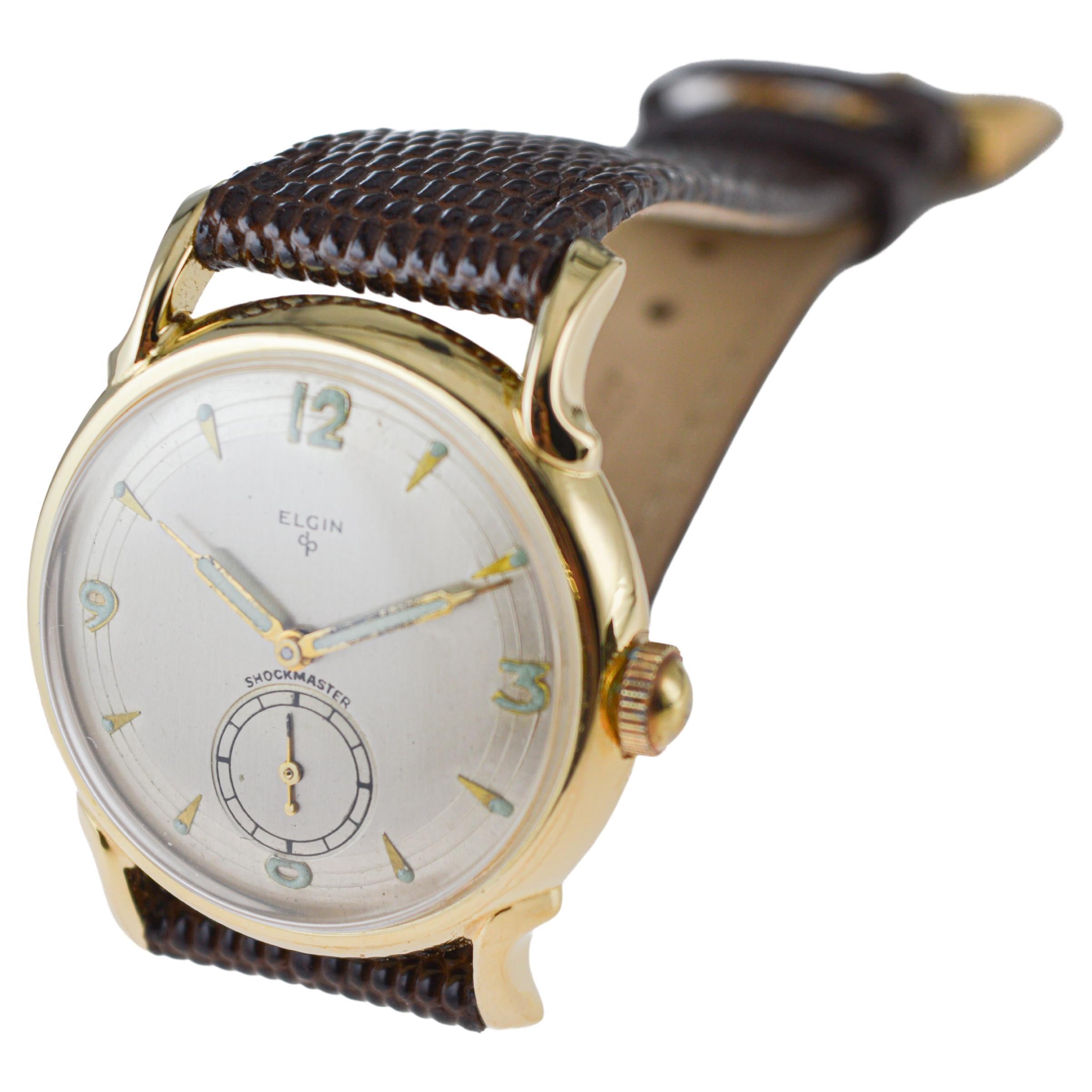 Elgin Yellow Gold Filled Shockmaster Art Deco Watch, circa 1950's 5