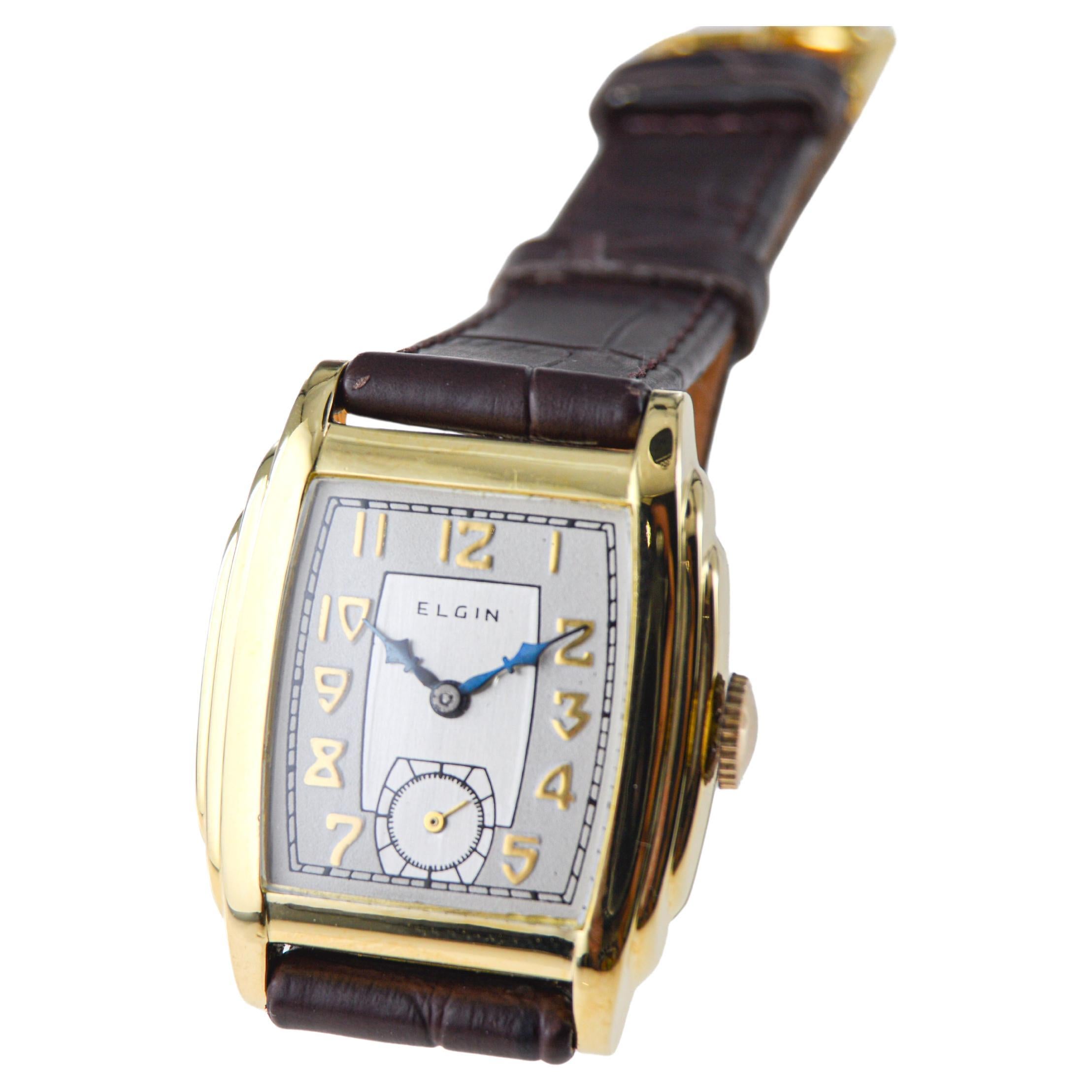 Elgin Yellow Gold Filled Tonneau Shape Watch Circa 1931 with Original Dial 5