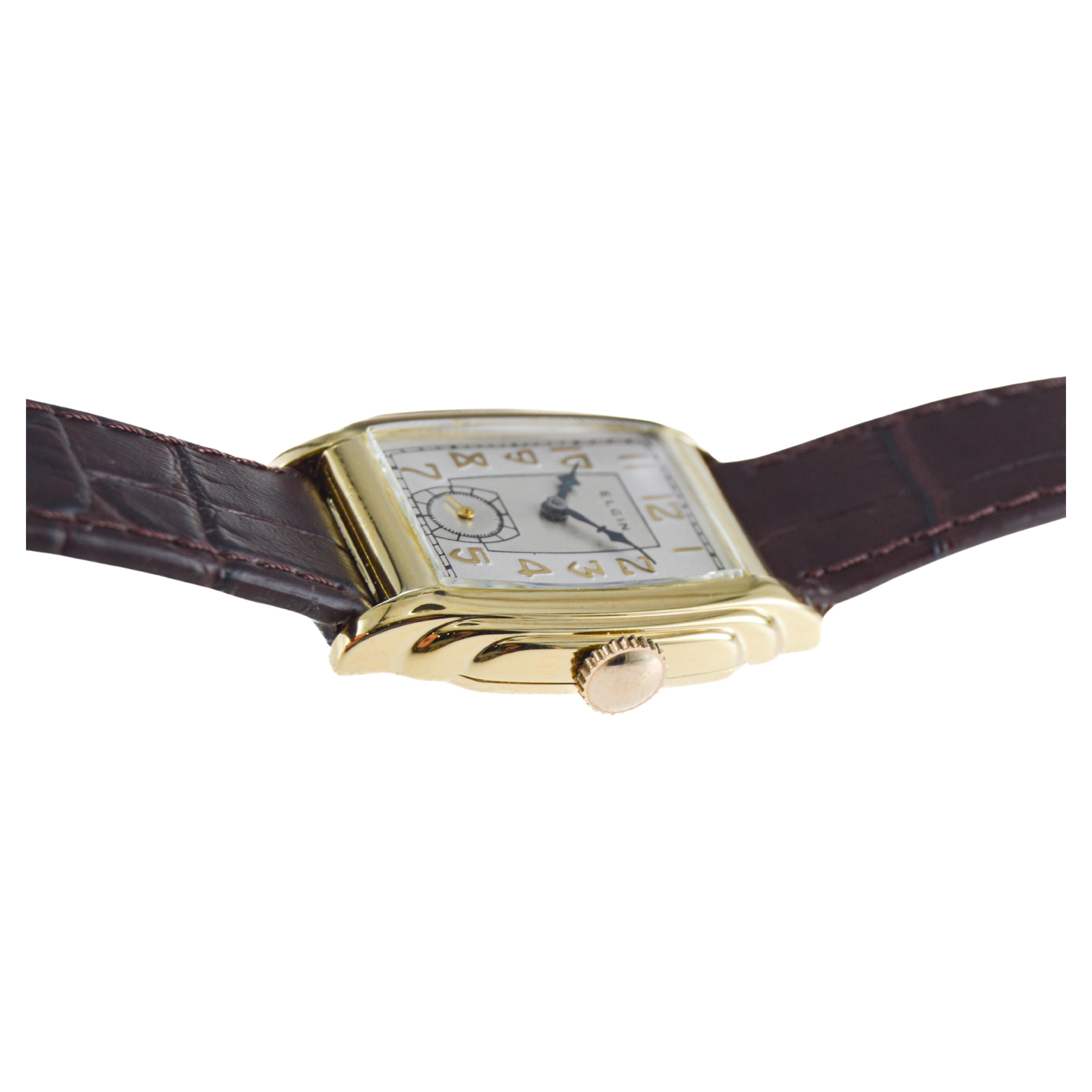 Elgin Yellow Gold Filled Tonneau Shape Watch Circa 1931 with Original Dial 6