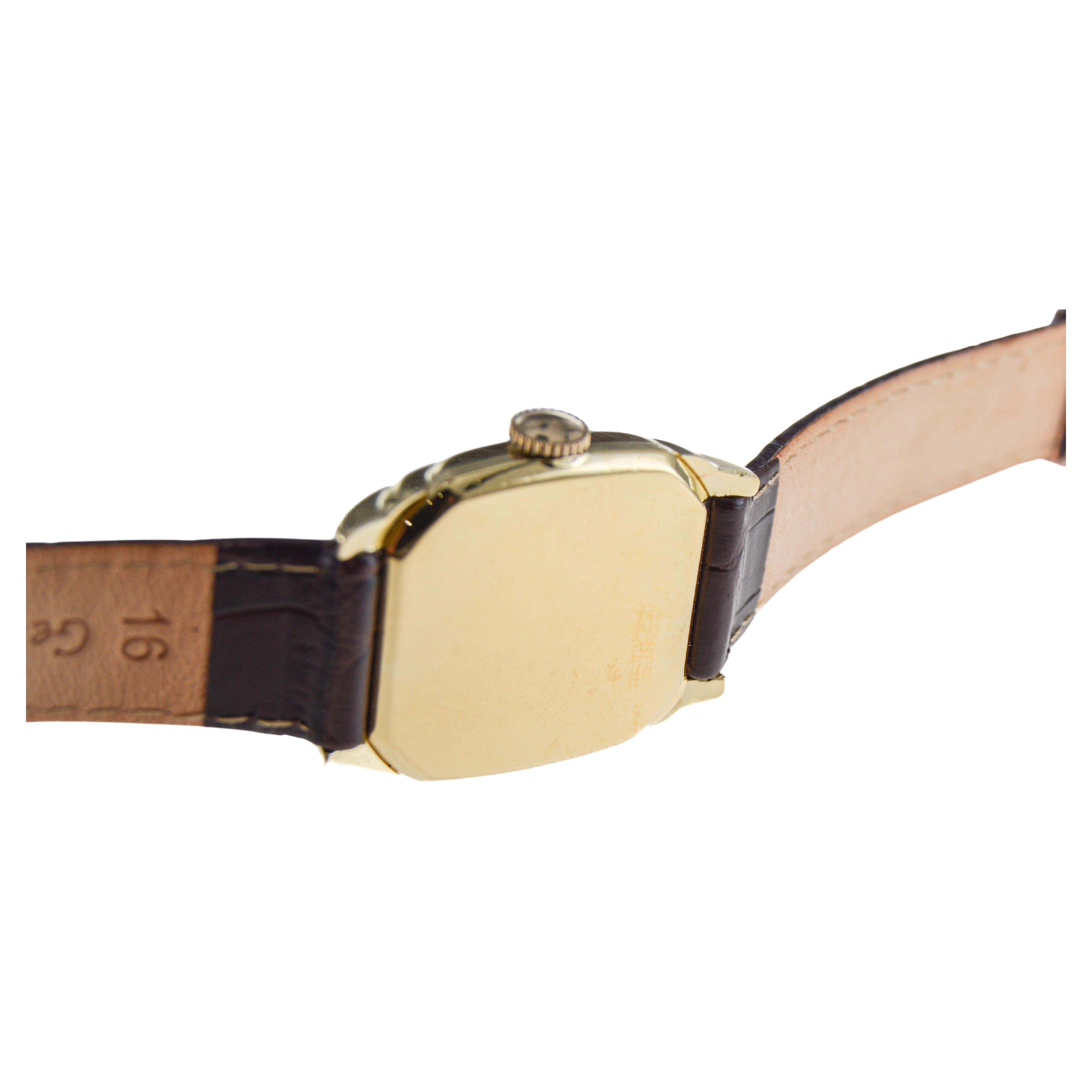 Elgin Yellow Gold Filled Tonneau Shape Watch Circa 1931 with Original Dial 7