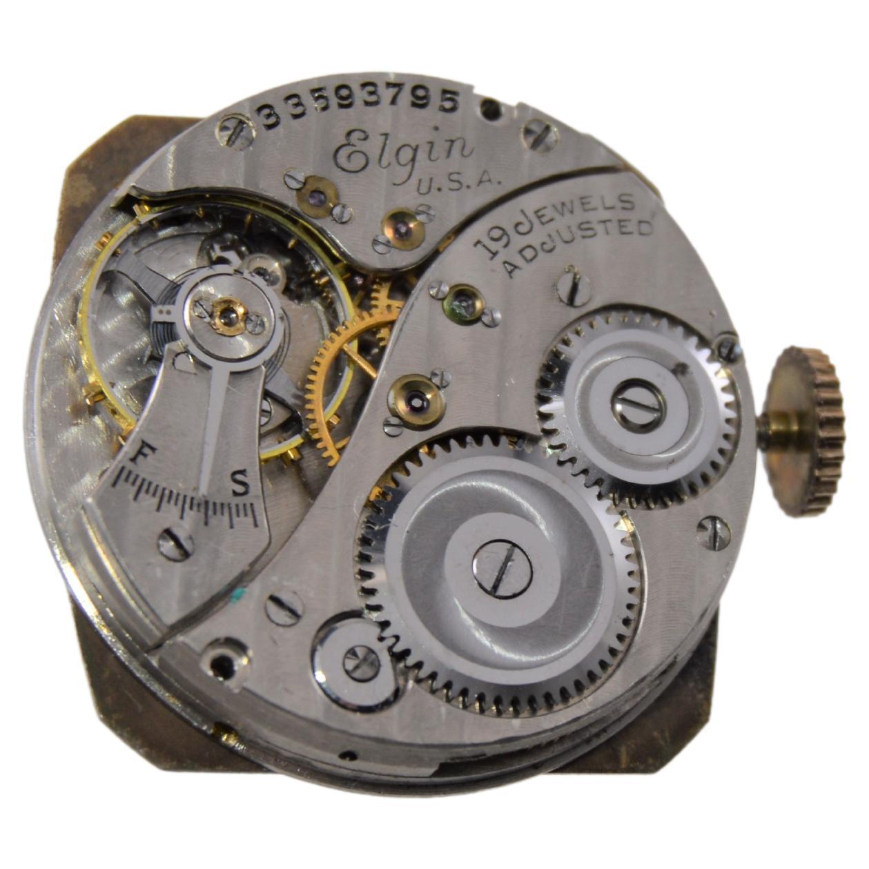Elgin Yellow Gold Filled Tonneau Shape Watch Circa 1931 with Original Dial 9